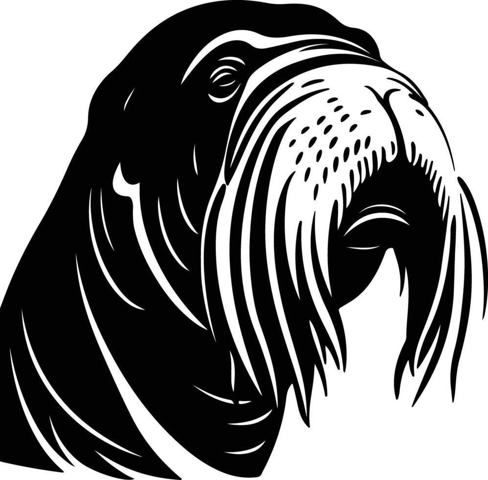 lovely Black silhouette of walrus head vector