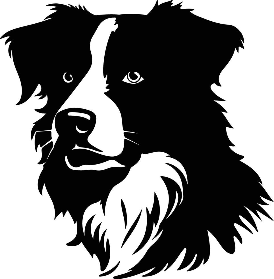 enchanting Black silhouette of border collie head vector