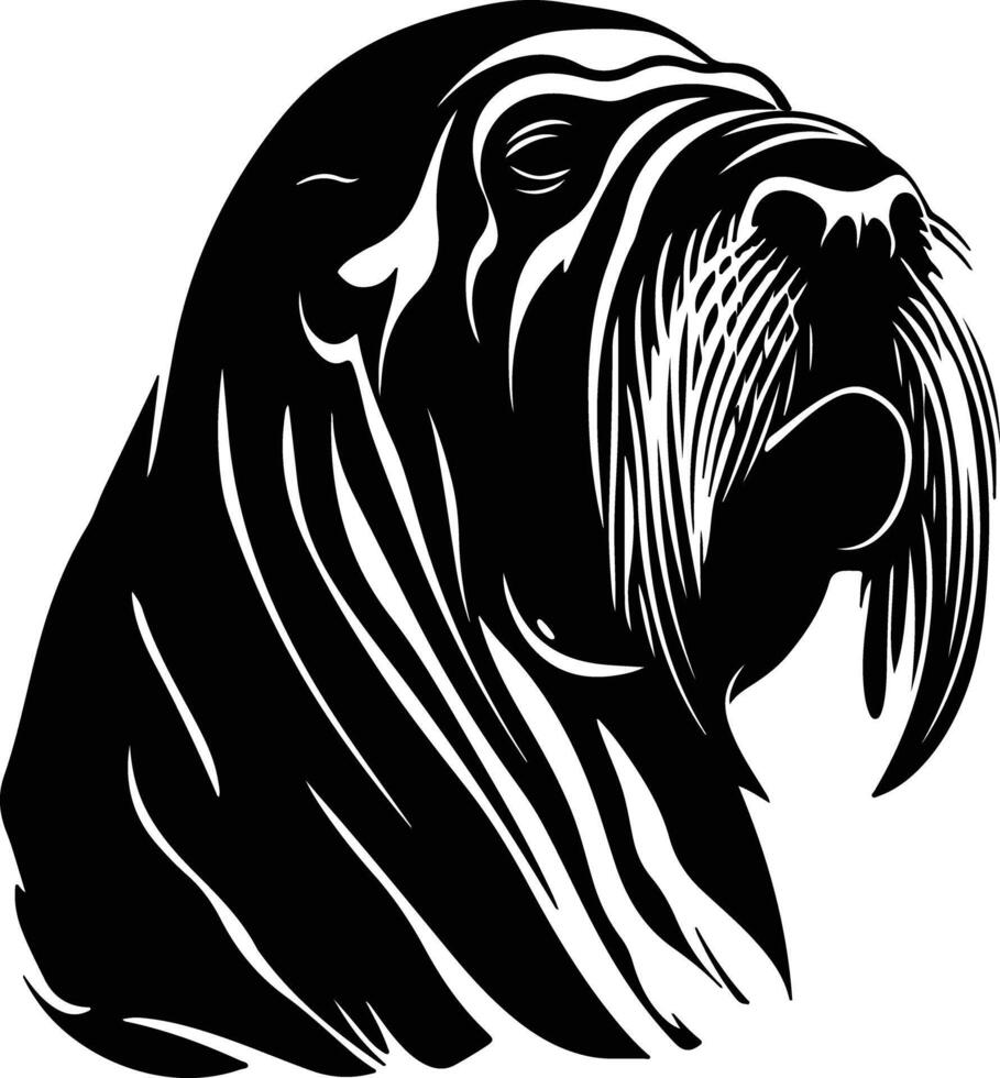 adorable Black silhouette of walrus head vector