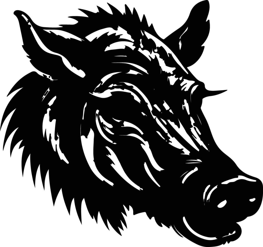 enchanting Black silhouette of warthog head vector