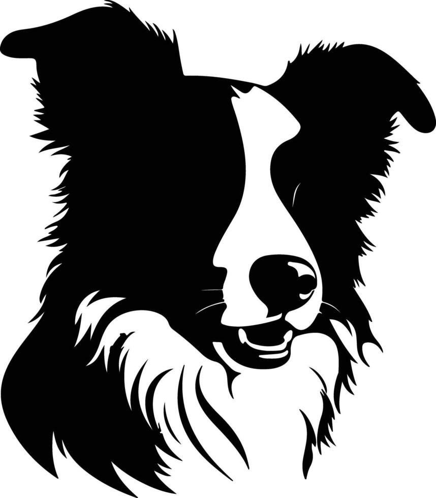 heartwarming Black silhouette of border collie head vector