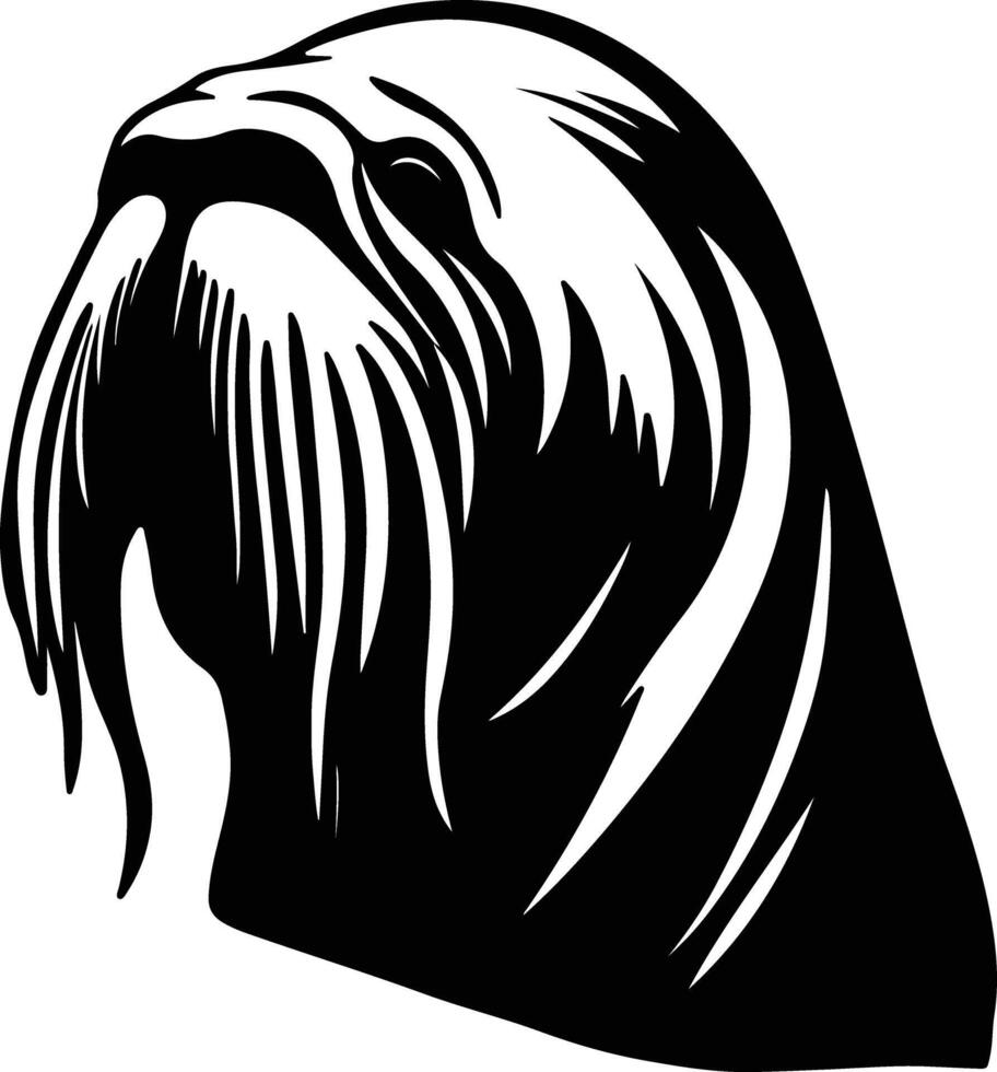 radiant Black silhouette of walrus head vector
