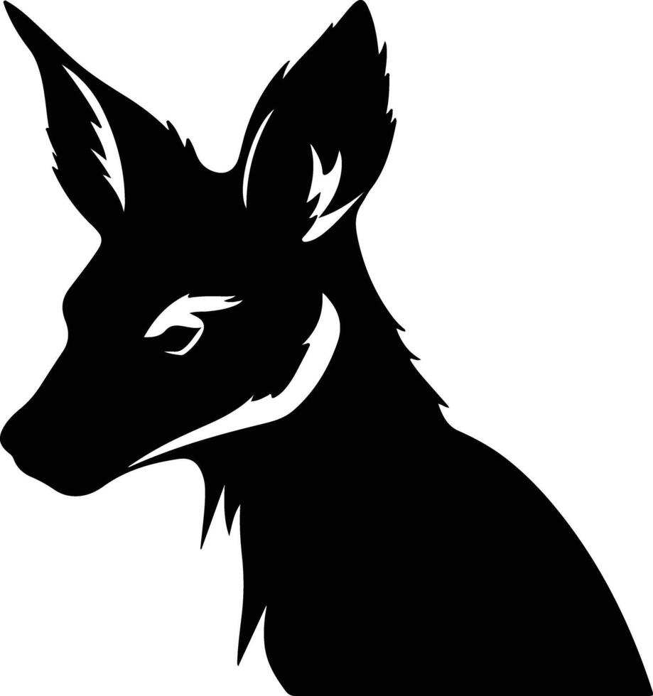 cuddly Black silhouette of wallaby head vector