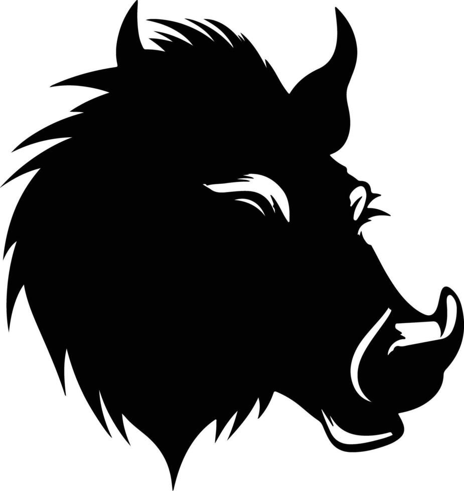sweet Black silhouette of warthog head vector