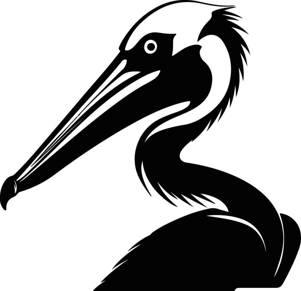 captivating Black silhouette of brown pelican head vector