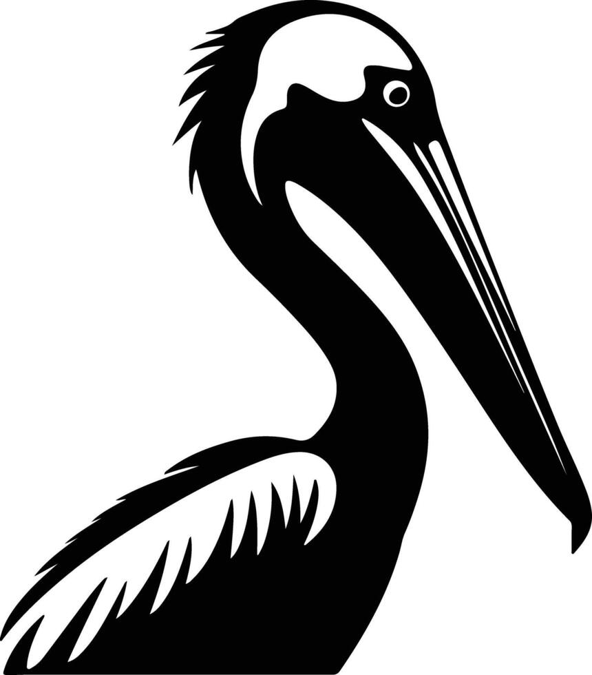 charming Black silhouette of brown pelican head vector