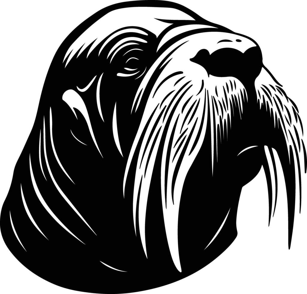 graceful Black silhouette of walrus head vector