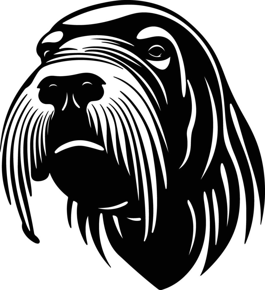captivating Black silhouette of walrus head vector