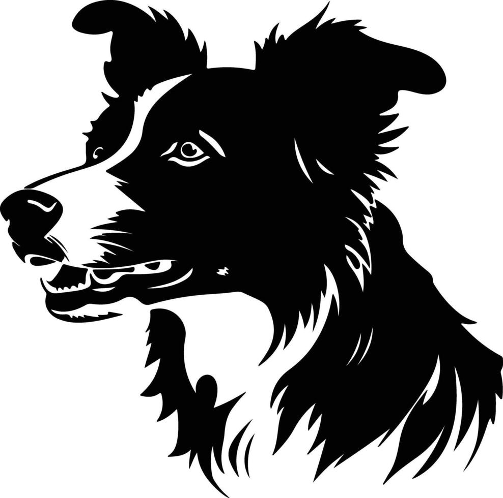 lovely Black silhouette of border collie head vector