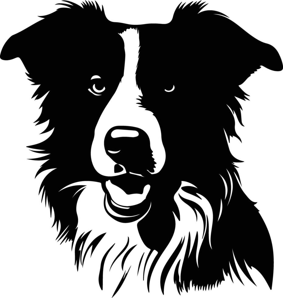 cuddly Black silhouette of border collie head vector