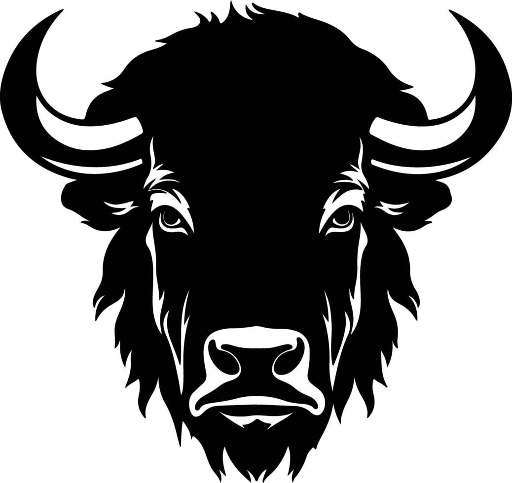 sweet Black silhouette of buffalo head vector