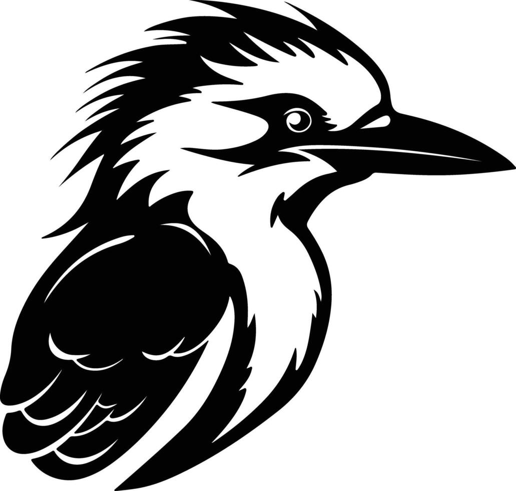 winsome Black silhouette of kookaburra head vector