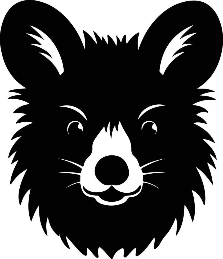 adorable Black silhouette of quokka head vector