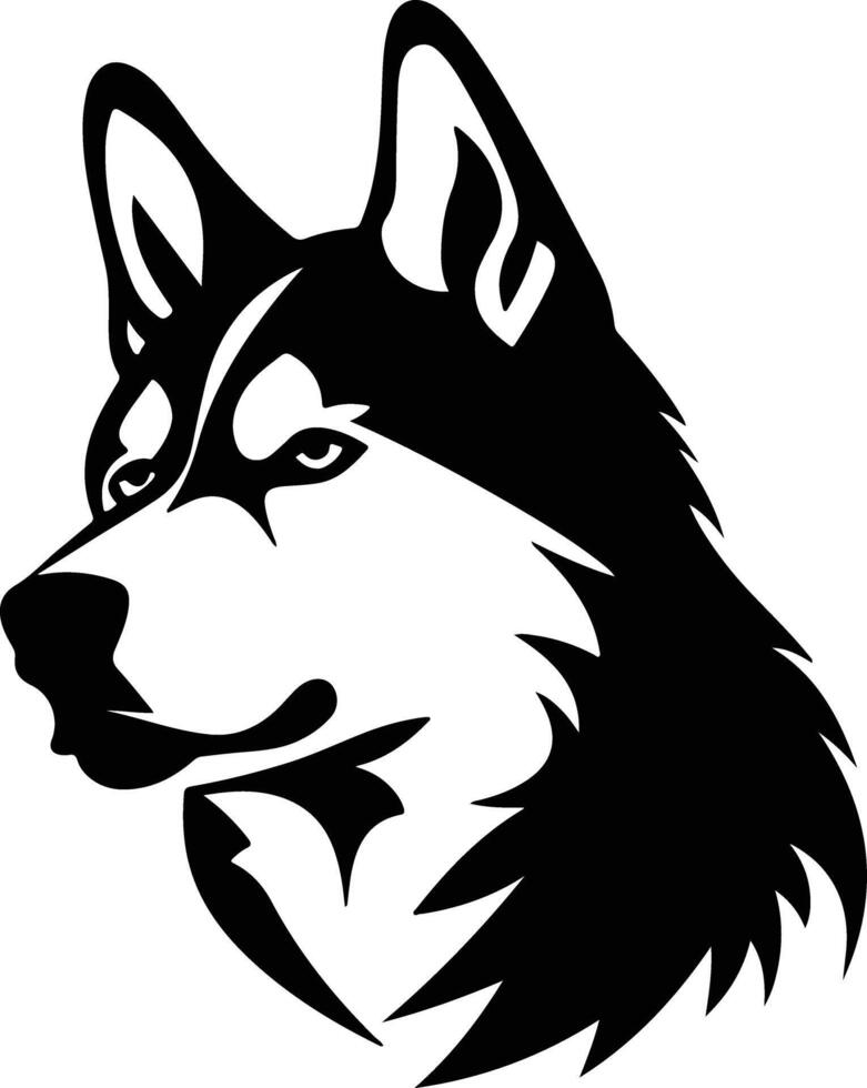 cuddly Black silhouette of Siberian husky head vector