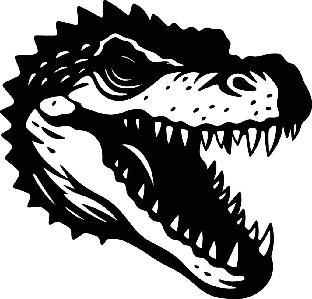 endearing Black silhouette of Postosuchus head vector