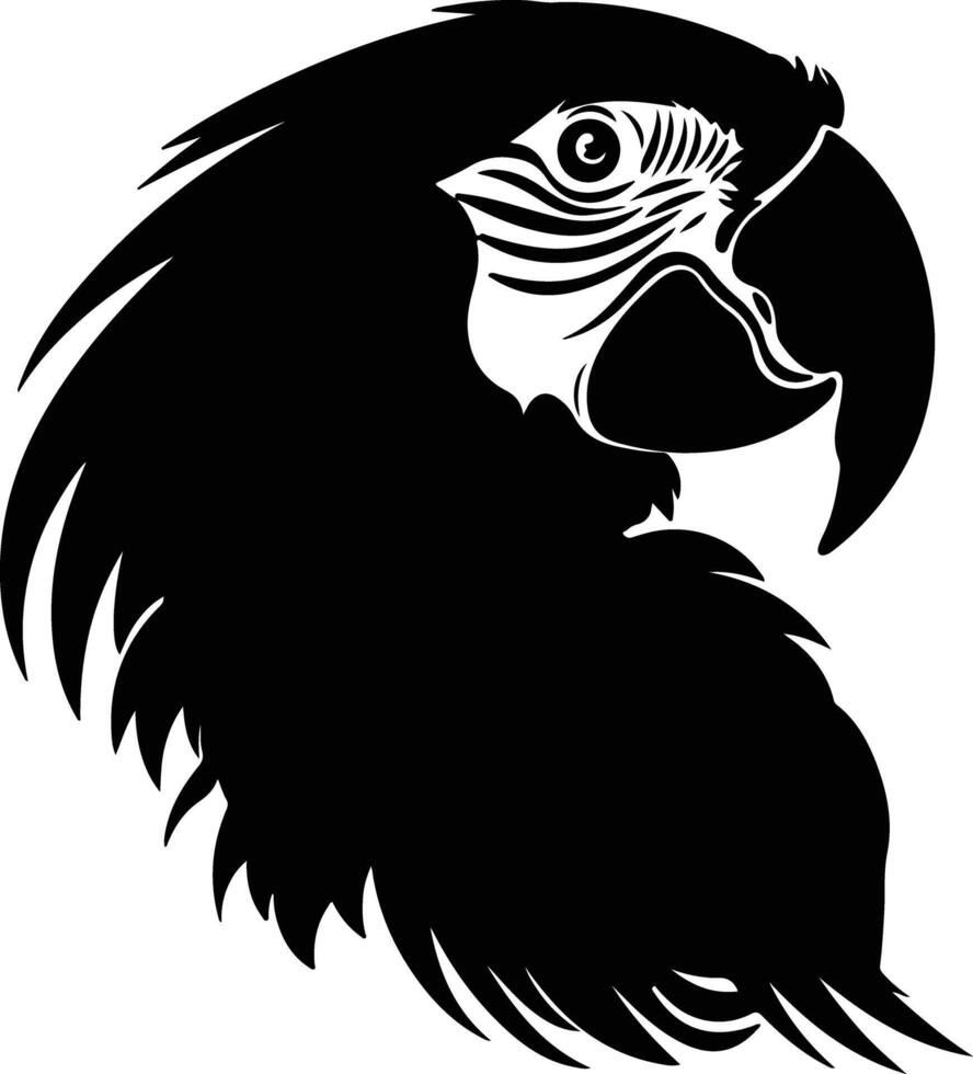 heavenly Black silhouette of scarlet macaw head vector