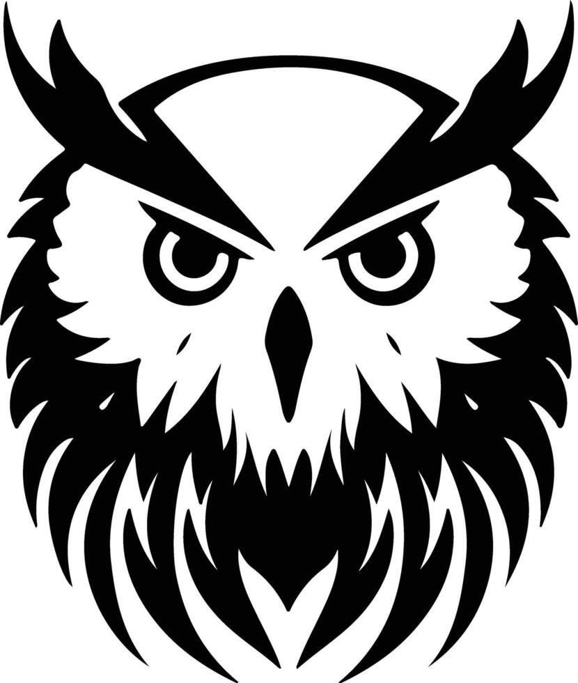 sweet Black silhouette of snowy owl head vector
