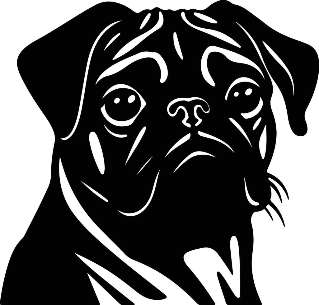 angelic Black silhouette of pug head vector