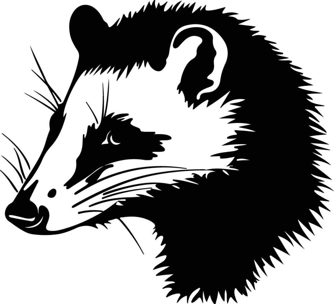 adorable Black silhouette of Virginia opossum head vector