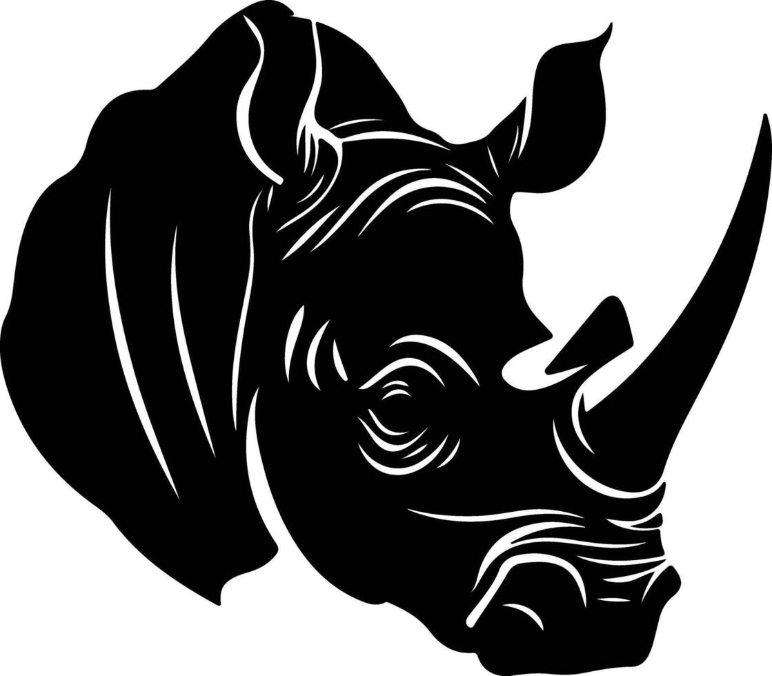 enchanting Black silhouette of rhino head vector