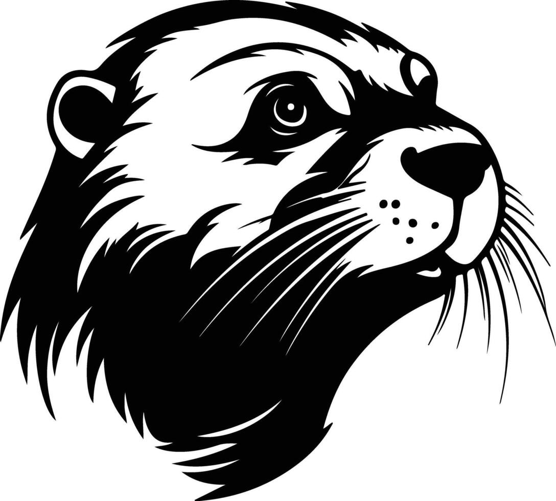 adorable Black silhouette of otter sea head vector