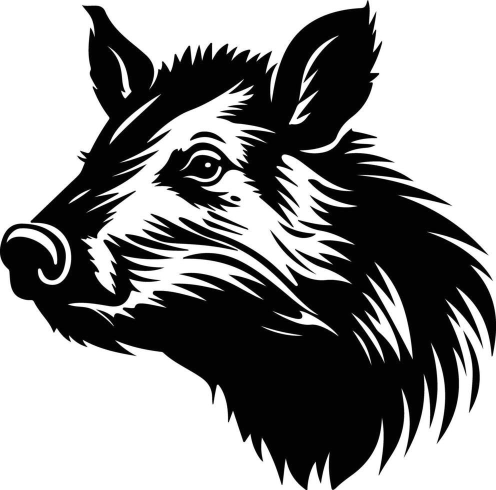 radiant Black silhouette of javelina head vector