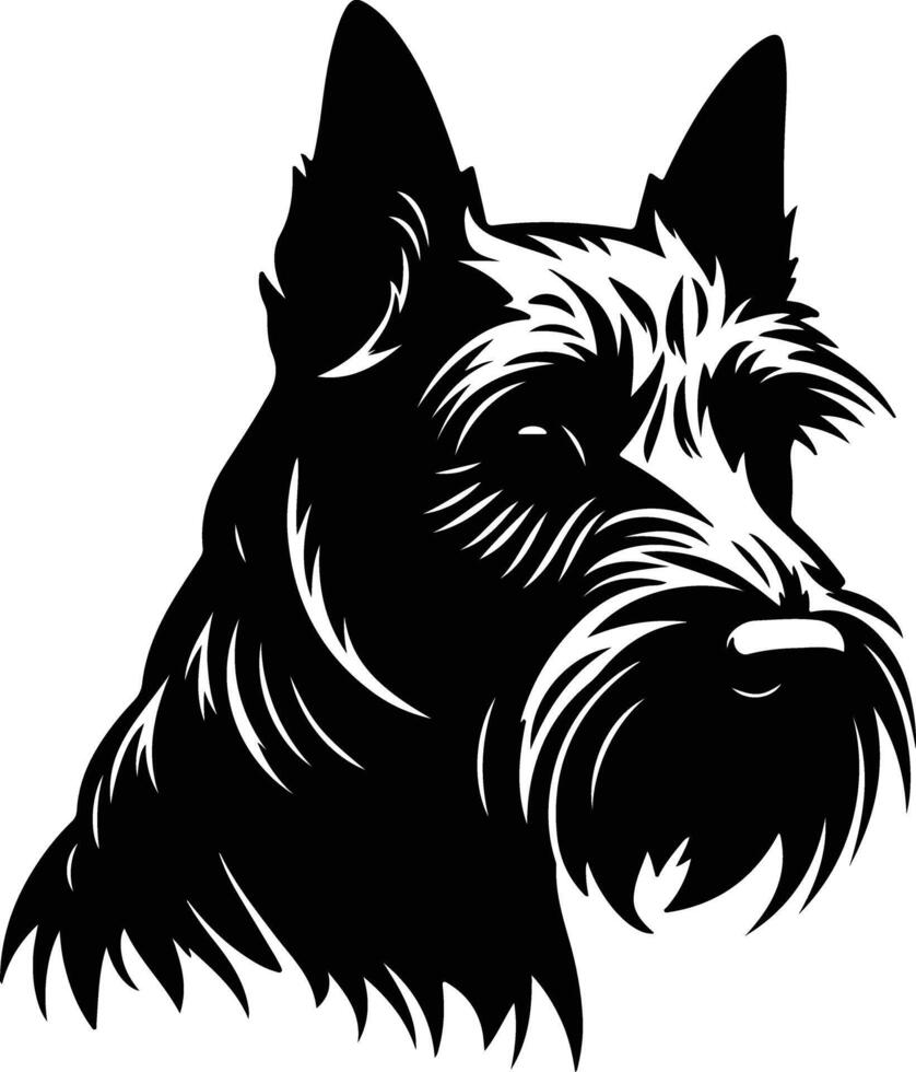 enchanting Black silhouette of Scottish terrier head vector