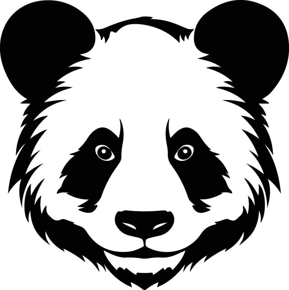 adorable Black silhouette of panda head vector