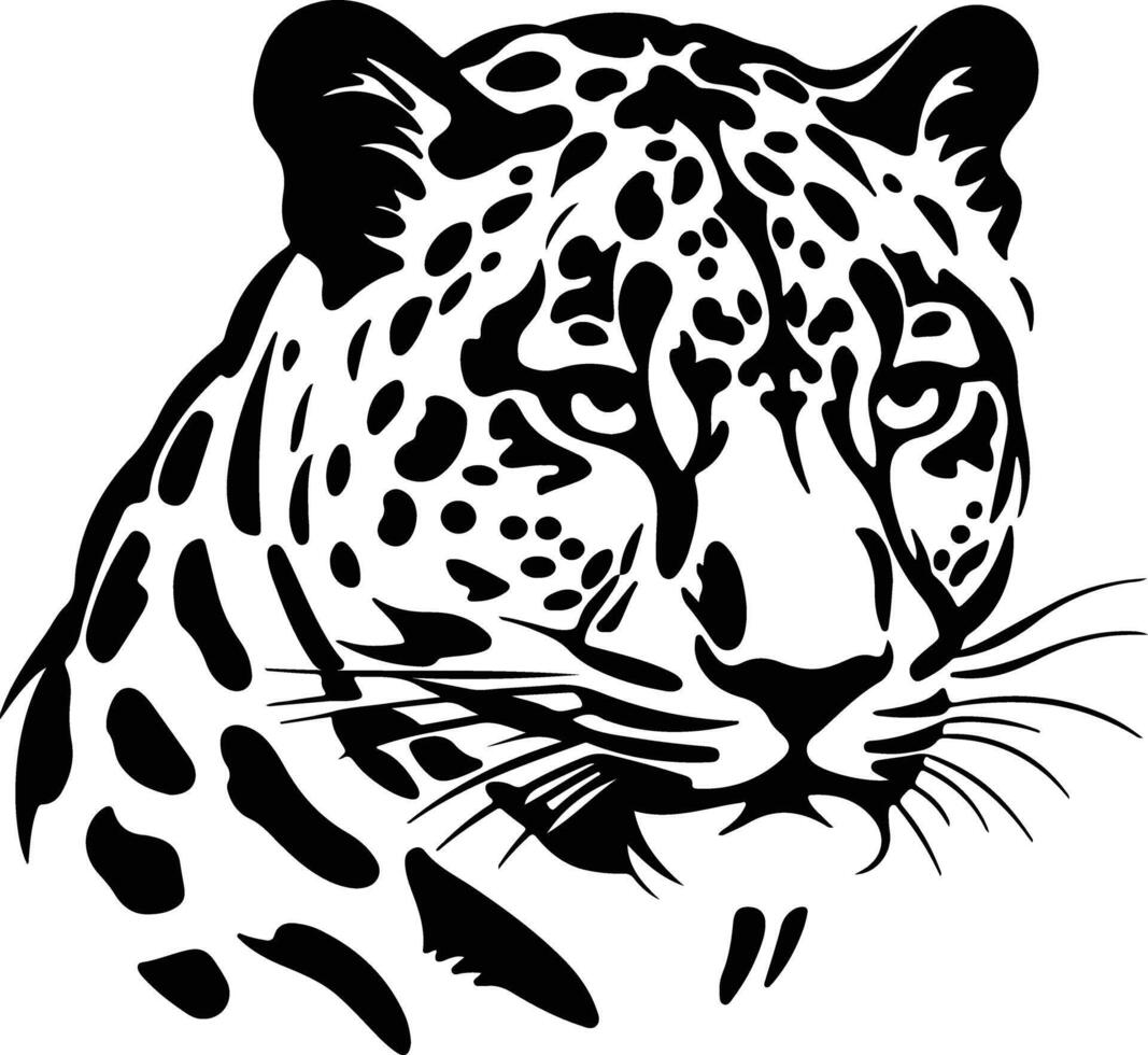 adorable Black silhouette of snow leopard head vector