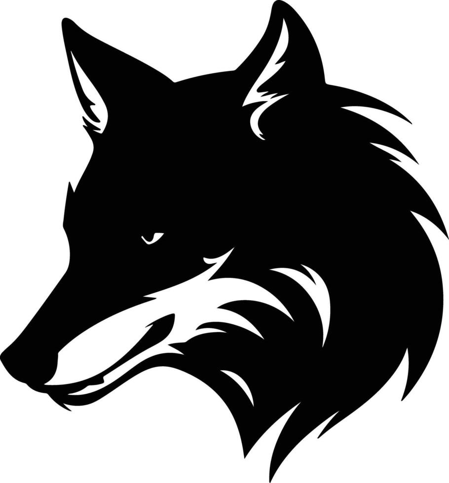 angelic Black silhouette of red wolf head vector
