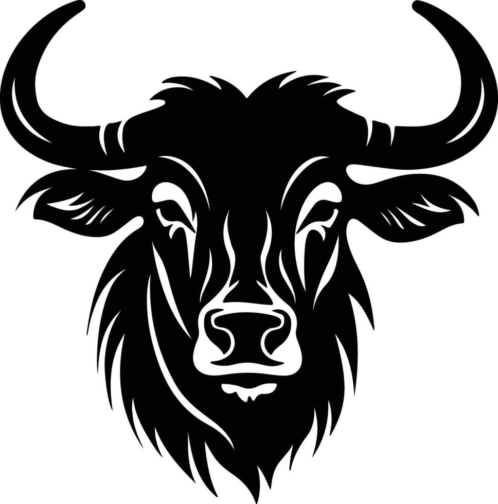 winsome Black silhouette of wildebeest head vector