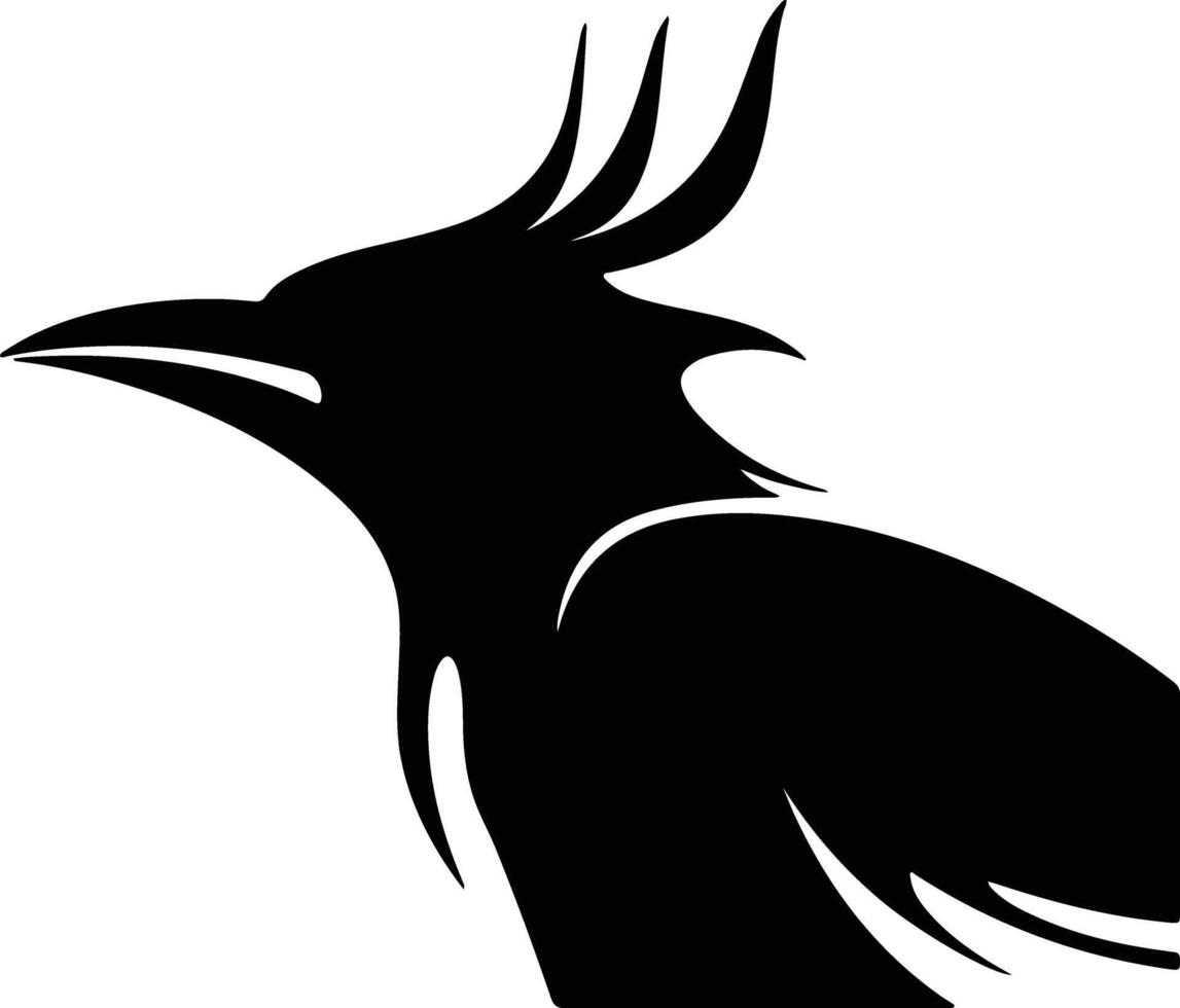 Black silhouette of redbilled oxpecker head vector