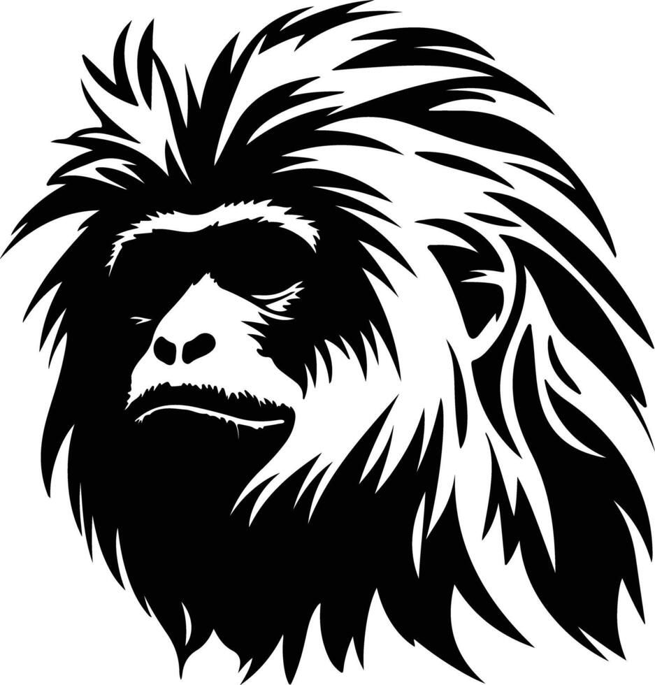 captivating Black silhouette of tamarin head vector