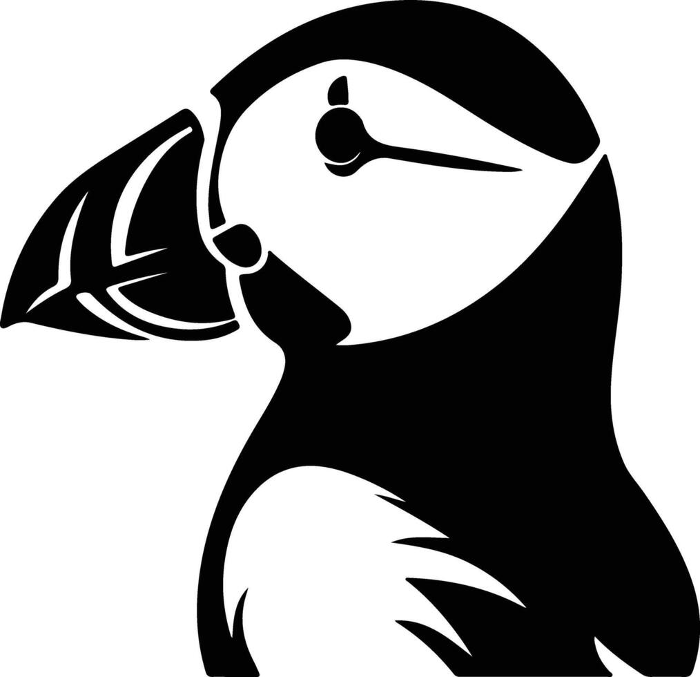 Black silhouette of puffin head vector