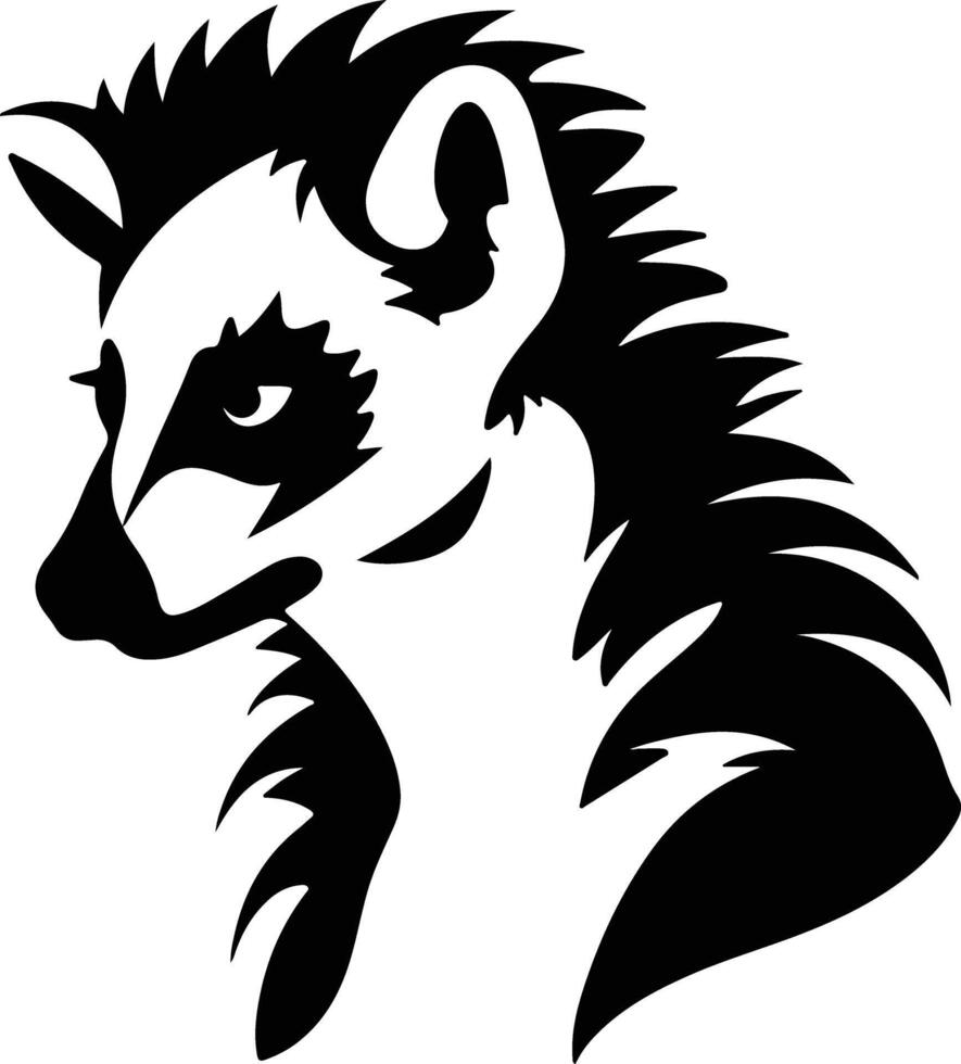 captivating Black silhouette of lemur head vector