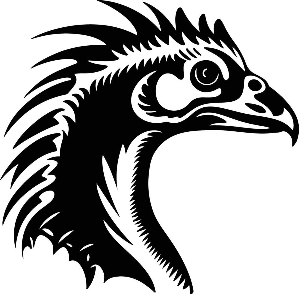 Black silhouette of Oviraptor head vector