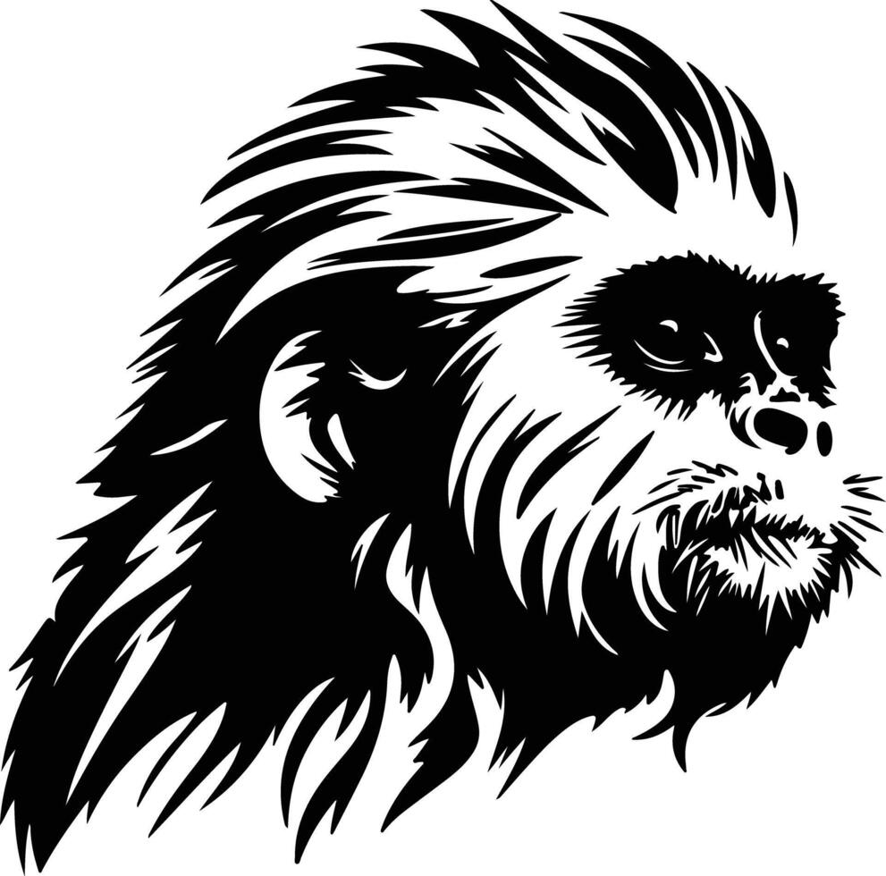 winsome Black silhouette of marmoset head vector