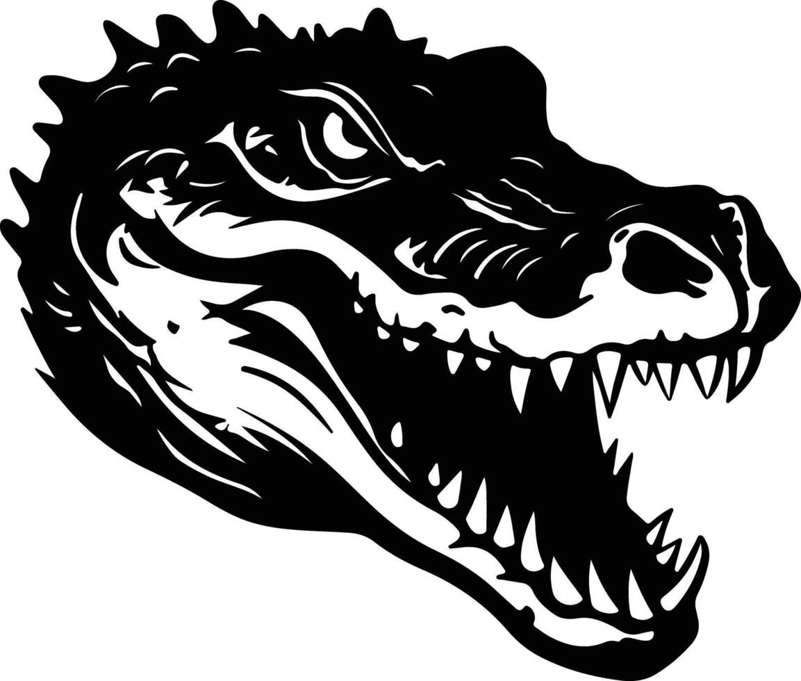 captivating Black silhouette of caiman head vector
