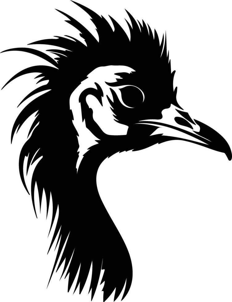 endearing Black silhouette of cassowary head vector