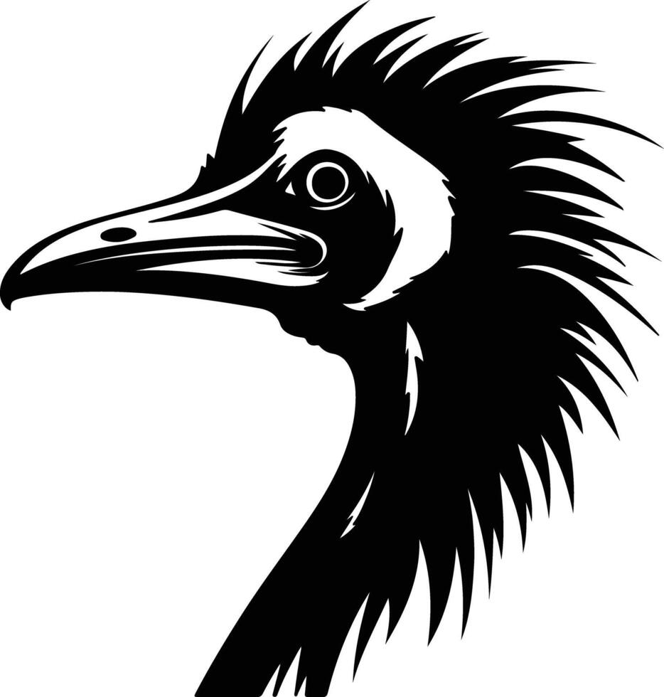 cuddly Black silhouette of cassowary head vector
