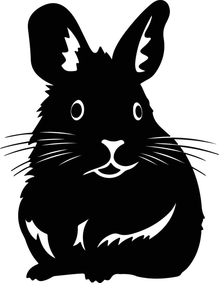 precious Black silhouette of chinchilla head vector