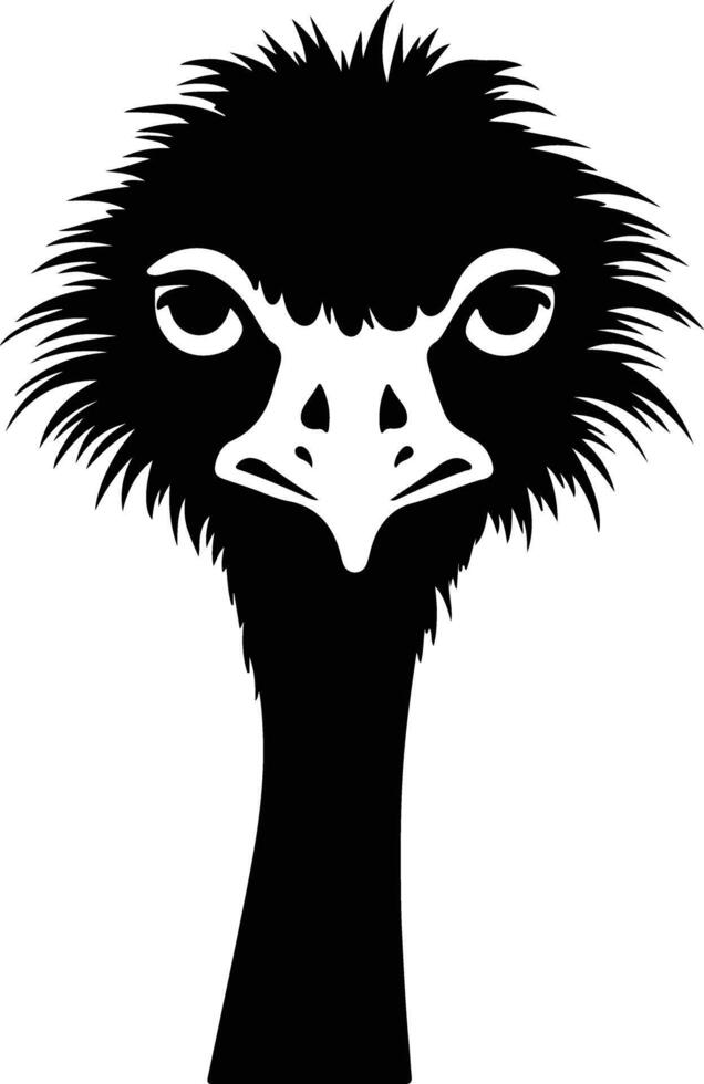 adorable Black silhouette of common rhea head vector