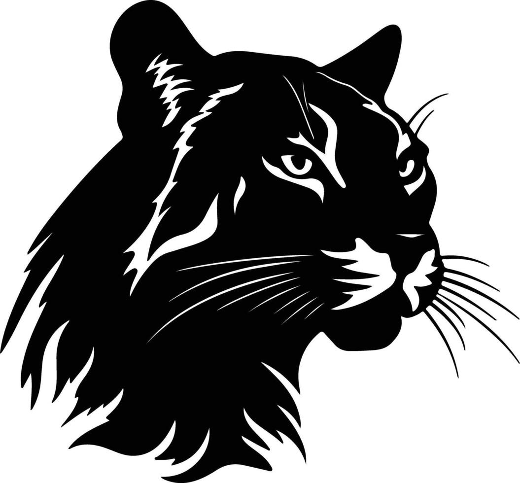 endearing Black silhouette of catamount head vector