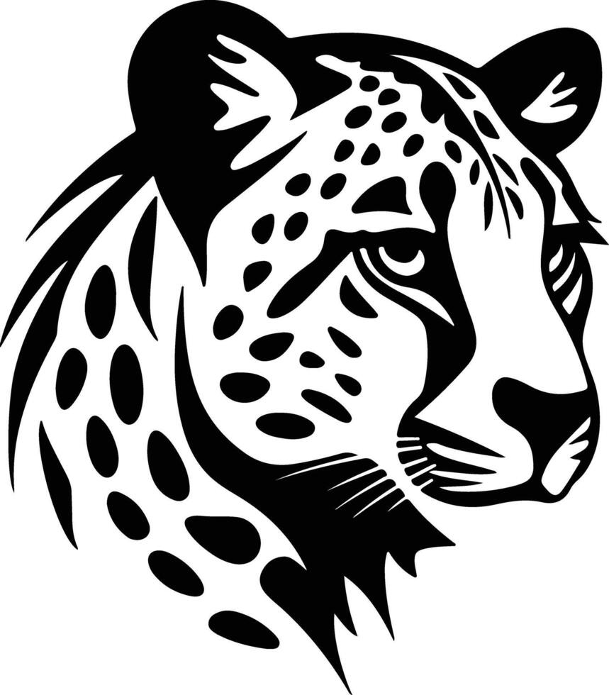 cuddly Black silhouette of cheetah head vector