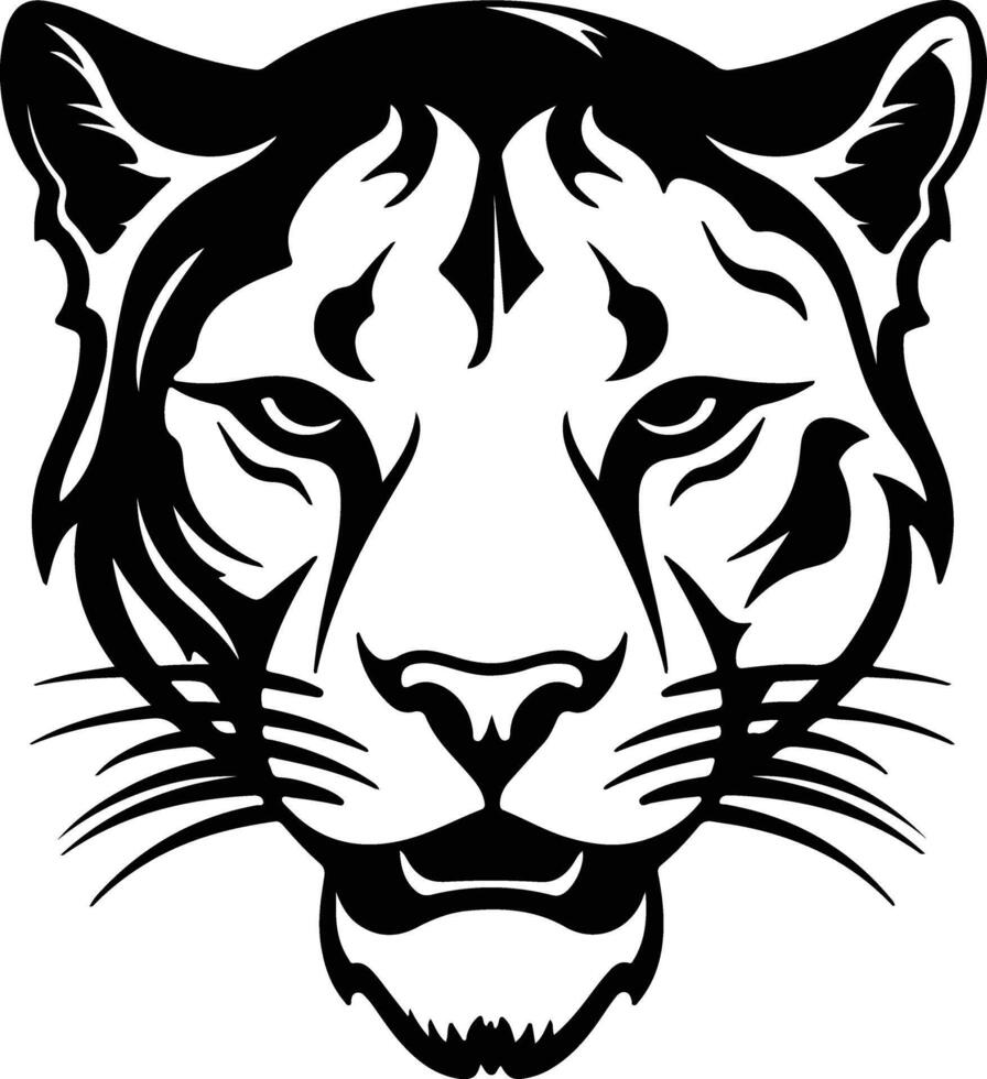captivating Black silhouette of cougar head vector