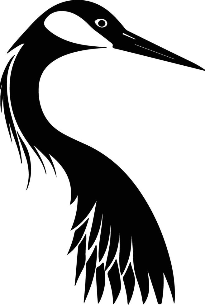 sweet Black silhouette of crane head vector