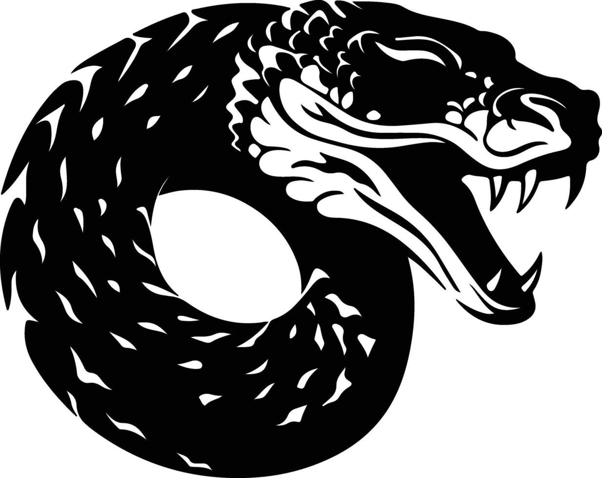 charming Black silhouette of bull snake head vector