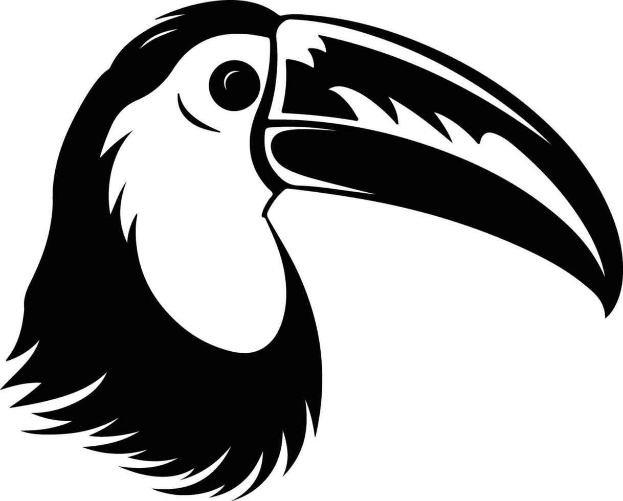Black silhouette of keel-billed toucan head vector
