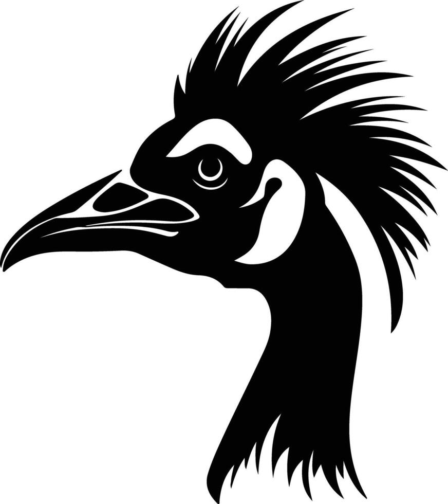 heavenly Black silhouette of cassowary head vector