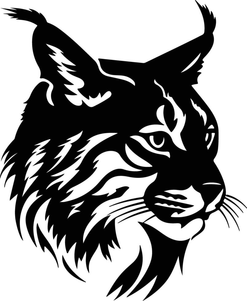 winsome Black silhouette of bobcat head vector